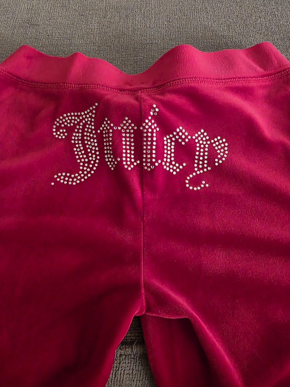 Juicy Couture Hot Pink Velour Track Pants with Rhinestone Logo